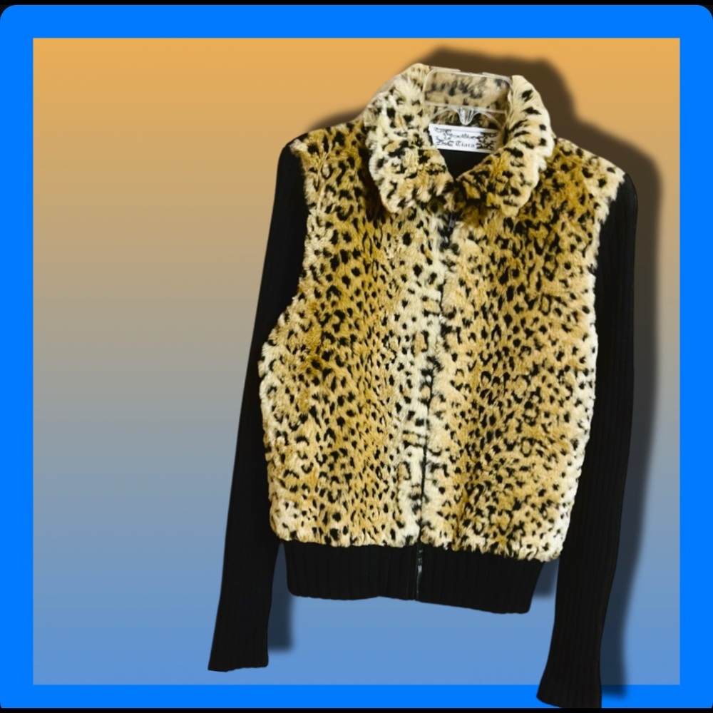Tiara Faux  Fur Zip up Sweater